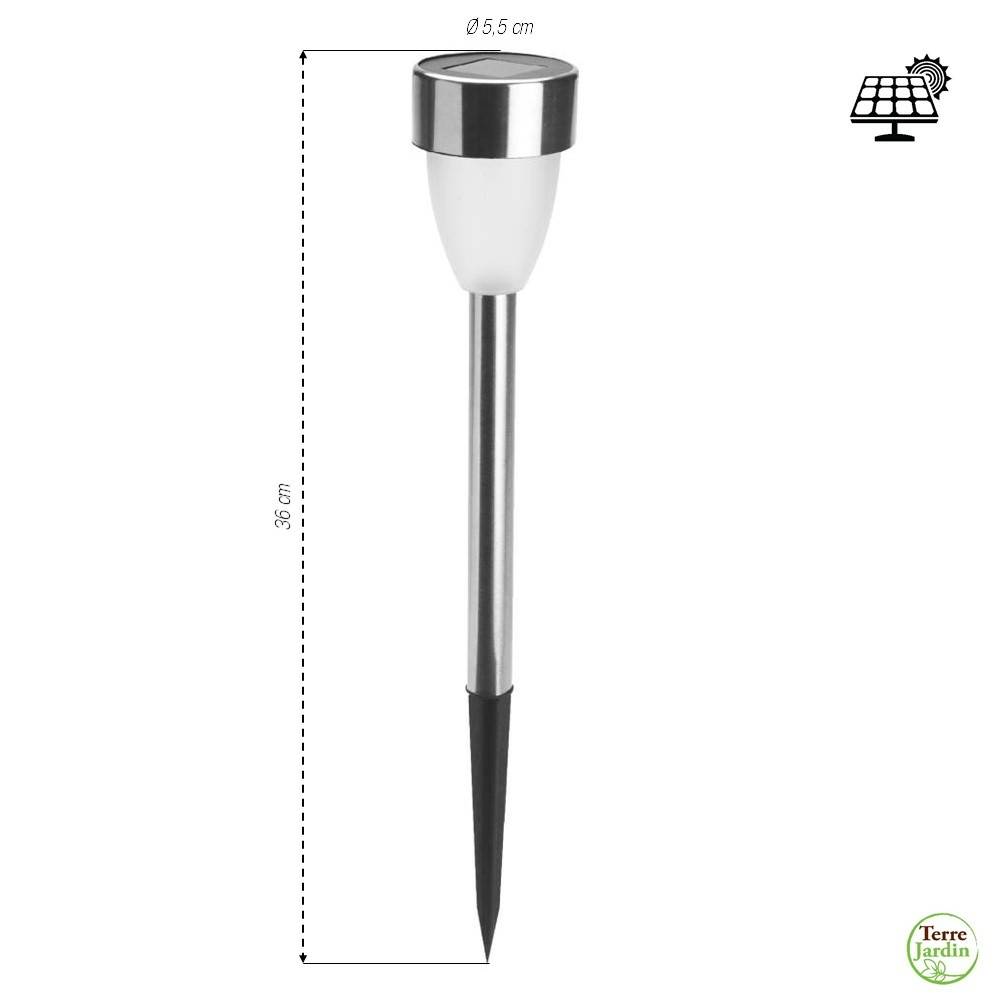 Lot de 8 lampes solaires LED tulipe H36 cm – Éclairage blanc décoratif pour balisage de jardin - TERRE JARDIN - Image 2