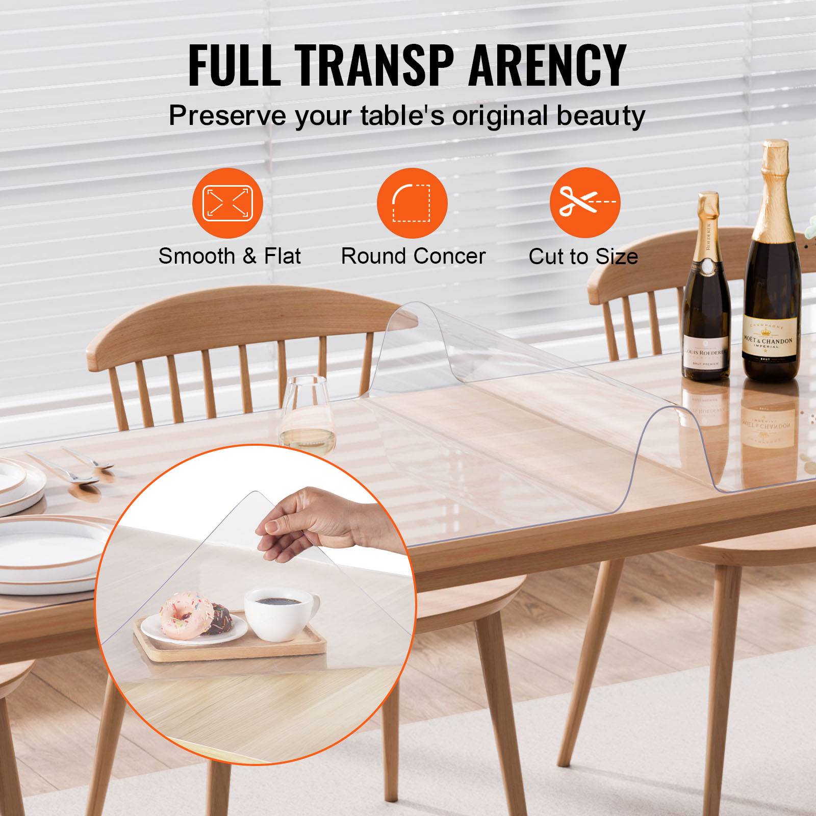 VEVOR Housse bureau PVC transparent, 24x96", 1.5mm, rectangulaire, résistant eau, chambre. - Image 5