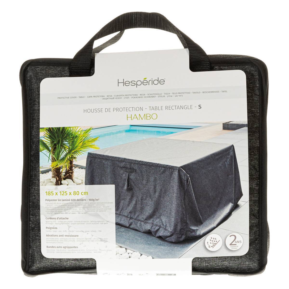 Hesperide - Funda de protección "Hambo" para mesa rectangular S 185x125x80cm en poliéster - Hespéride - Imagen 2