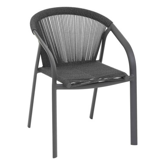 Hesperide - Fauteuil de jardin empilable "Riu" anthracite & graphite en aluminium traité en epoxy Hespéride - Image 2