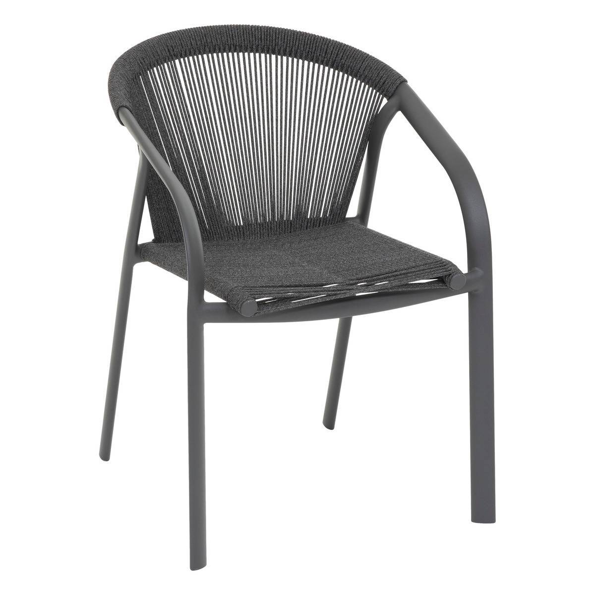 Hesperide - Fauteuil de jardin empilable "Riu" anthracite & graphite en aluminium traité en epoxy Hespéride - Image 2