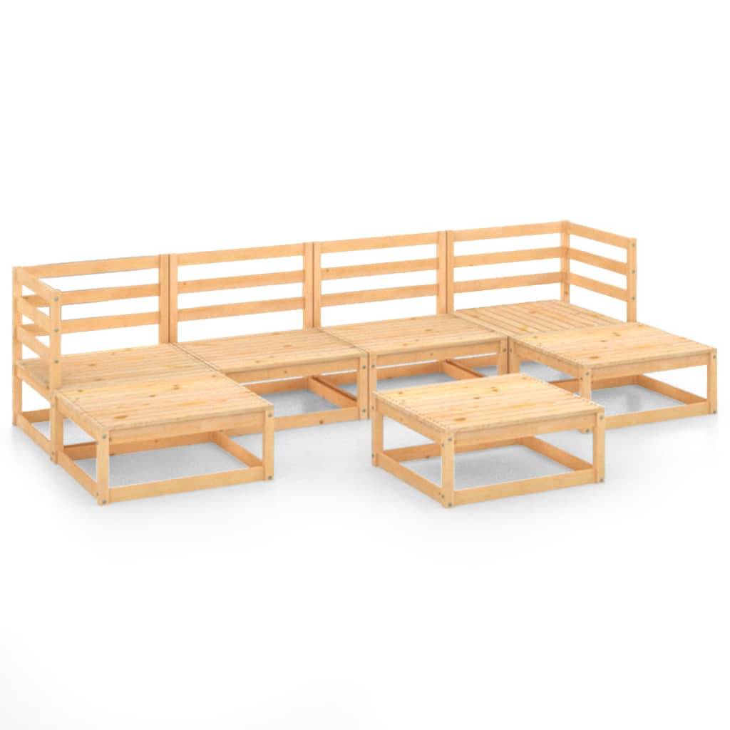 Helloshop26 - Salon de jardin meuble d'extérieur ensemble de mobilier 7 pièces bois de pin massif - Imagen 1