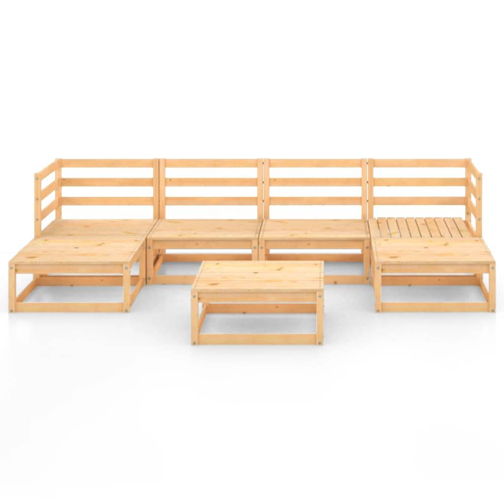 Helloshop26 - Salon de jardin meuble d'extérieur ensemble de mobilier 7 pièces bois de pin massif - Imagen 2