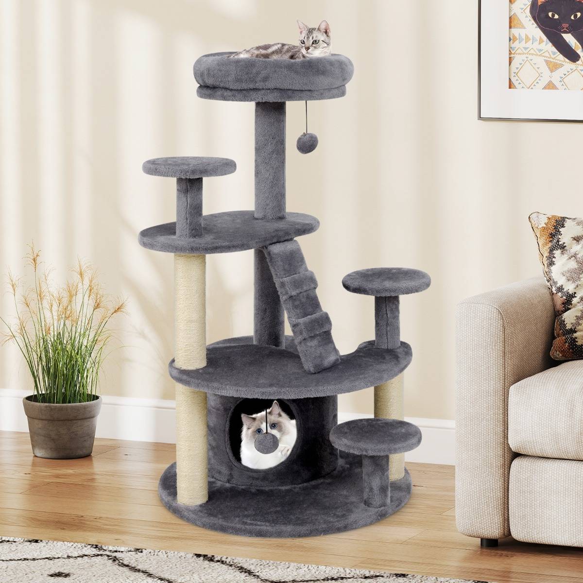 Maison Chic - Arbre à Chat Multi-Niveaux avec Condo Perchoir Rembourré Poteaux à Gratter Boule en Peluche - Image 2