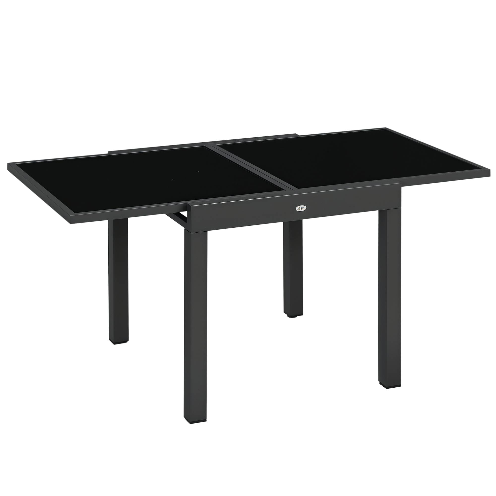 Outsunny - Table extensible de jardin grande taille dim. dépliées 160L x 80l x 75H cm alu métal époxy anthracite plateau verre trempé noir - Image 1
