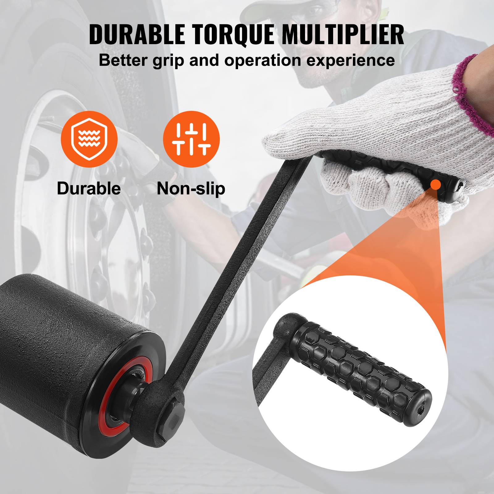 VEVOR Clé multiplicateur couple 25,4 mm, rapport 1:64, 4 douilles. Acier allié, démontage écrou roue. - Image 6