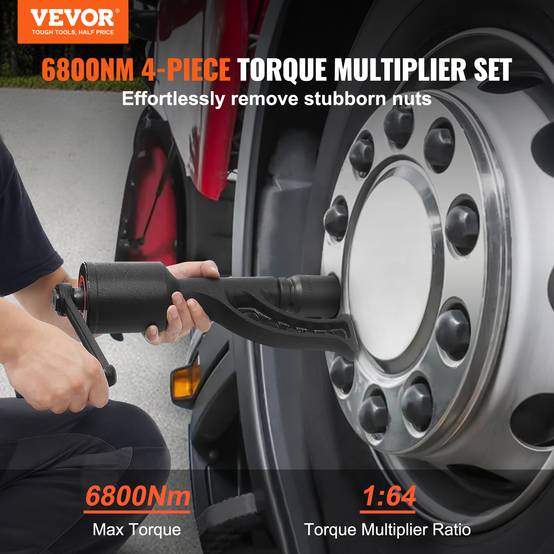 VEVOR Clé multiplicateur couple 25,4 mm, rapport 1:64, 4 douilles. Acier allié, démontage écrou roue. - Image 2