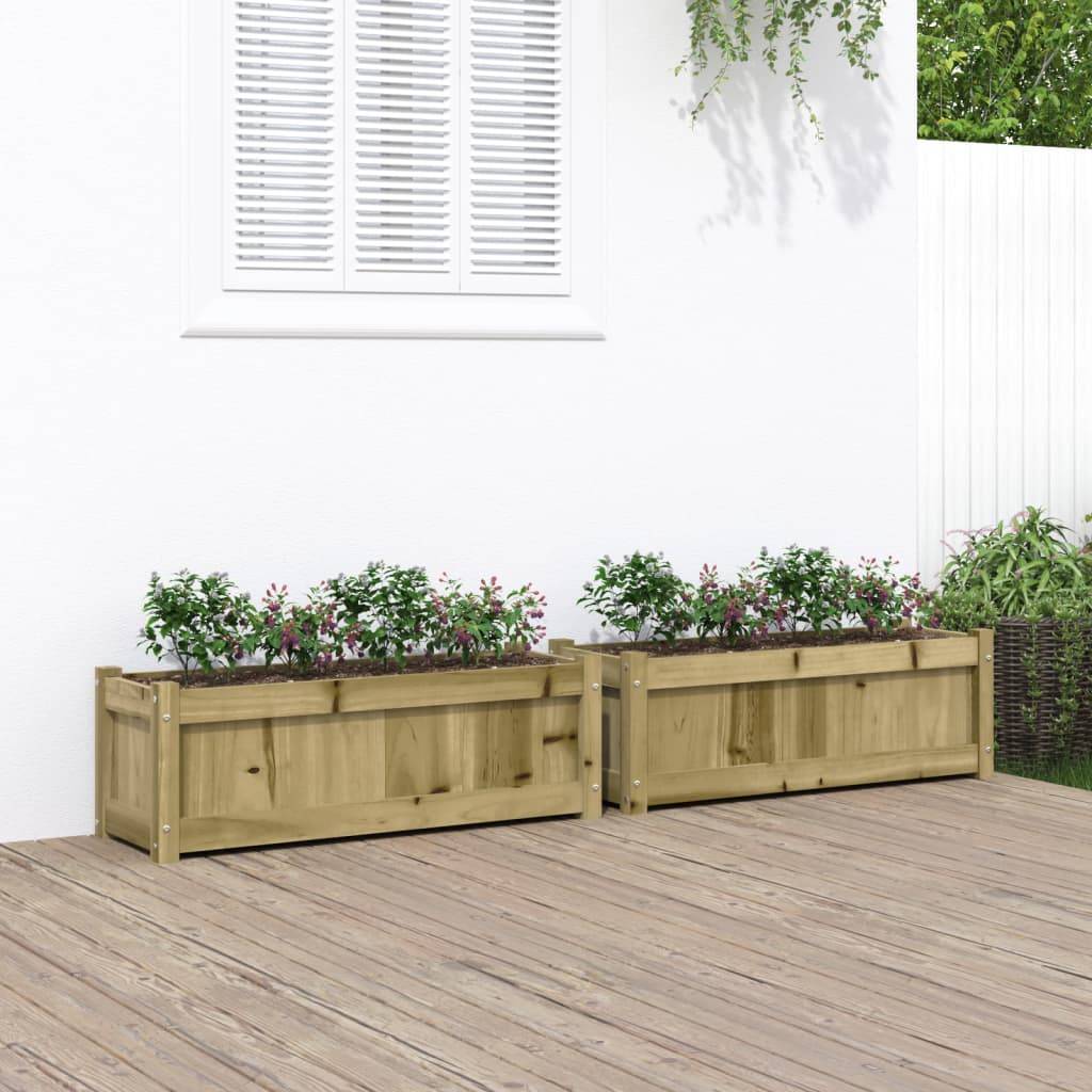 Maison Chic - Lot de 2 Jardinières - Bac à Fleurs - Pot De Fleurs bois de pin imprégné - Imagen 2
