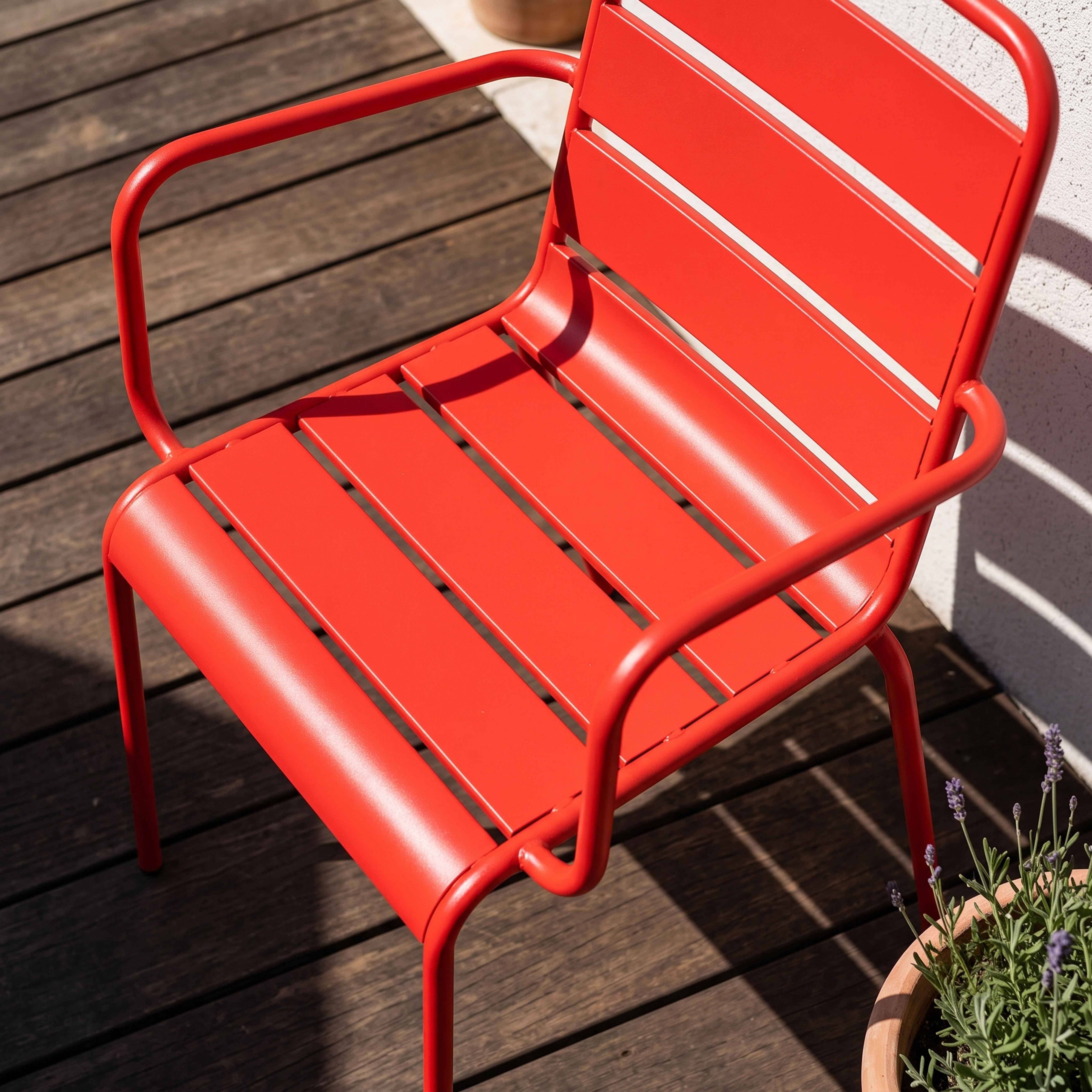 Oviala - Fauteuil de jardin en métal rouge Palavas - Oviala - Imagen 3