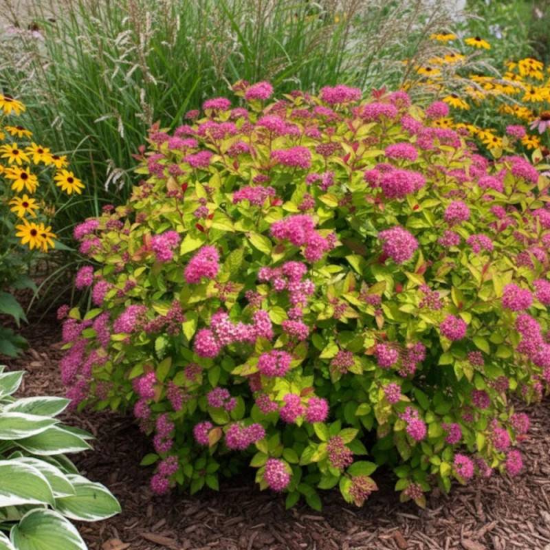 Spirée du Japon Goldflame, Spiraea à fleurs Rose - feuillage Caduc - Pot de 7,5L - 40/60 cm-  hauteur à maturité De 0,50 m à 1,00 m - Image 3