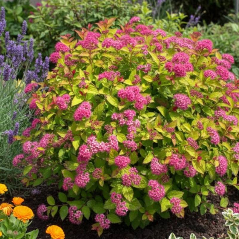 Spirée du Japon Goldflame, Spiraea à fleurs Rose - feuillage Caduc - Pot de 7,5L - 40/60 cm- hauteur à maturité De 0,50 m à 1,00 m - Image 4