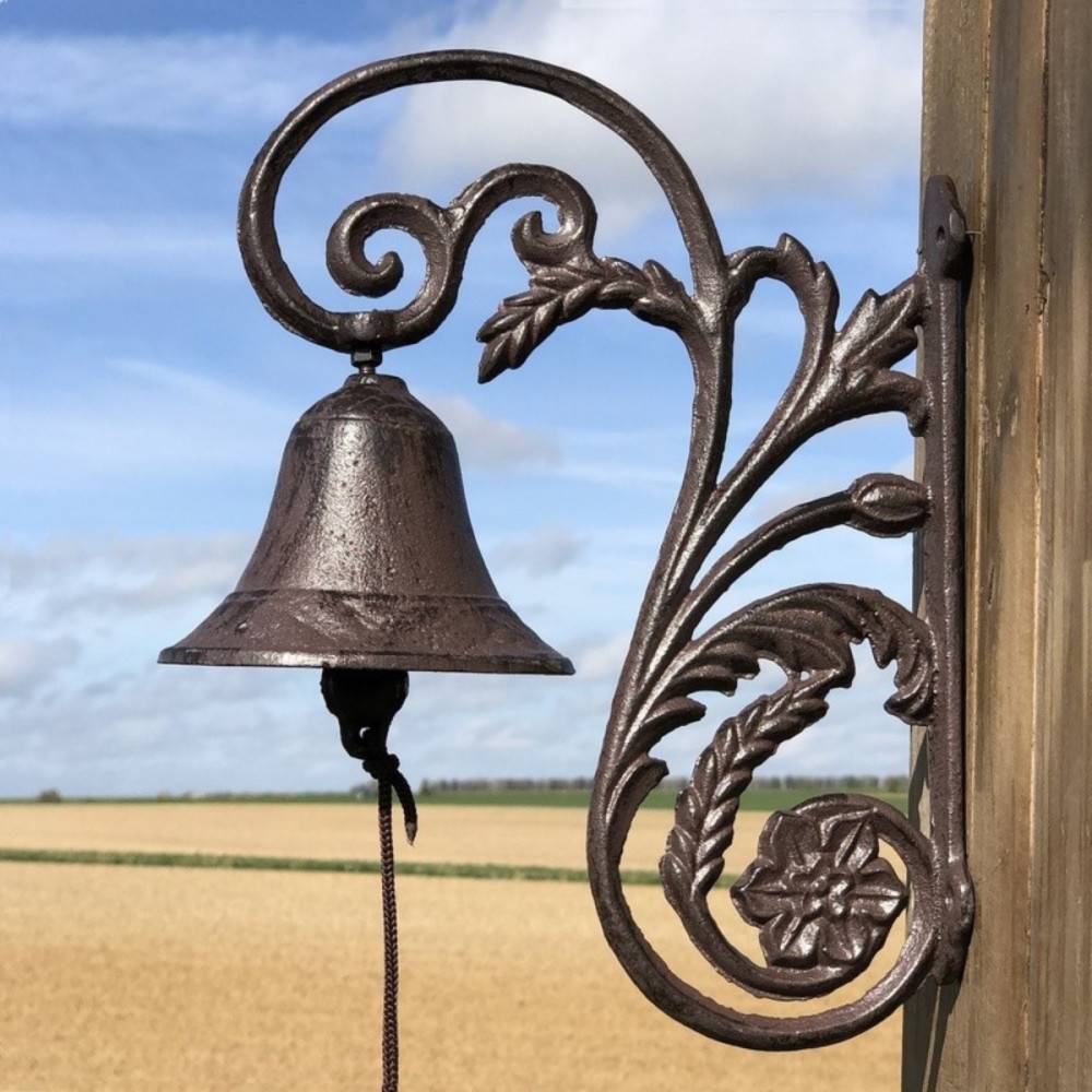 Cloche de jardin de porte ancienne fonte marron 28x20cm Chemin de campagne - Imagen 5