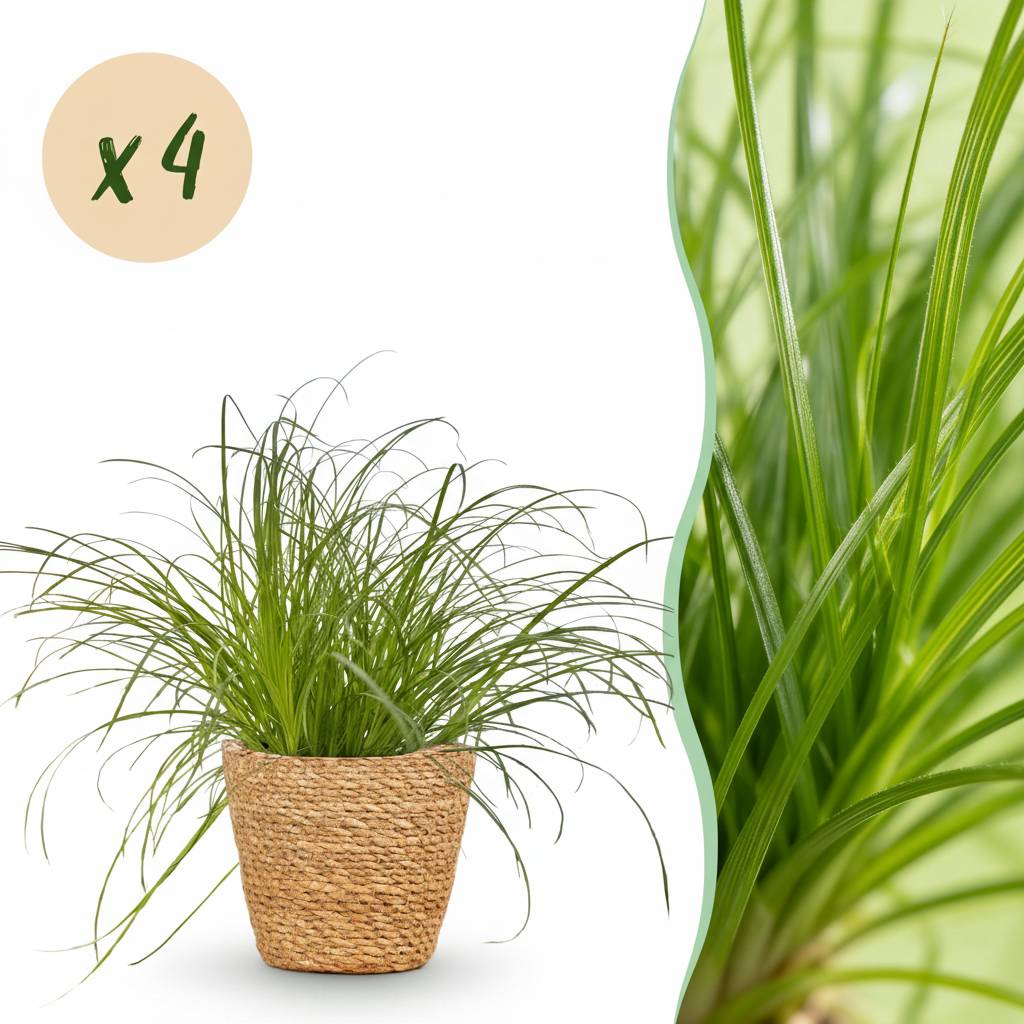 Cyperus alternifolius Zumula - Pet-friendly - Pot de 12cm - Hauteur 20cm - 4 plantes - Panier - Plantes d'intérieur