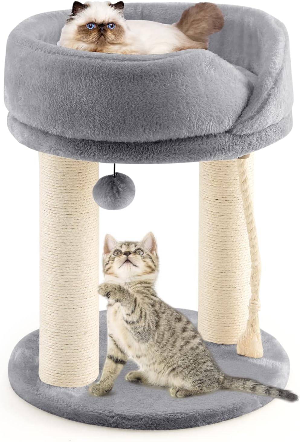 Arbre à Chat Tour d'arbre à Chat Cadre Griffoir 4 en 1 avec à Dessus Souple,Charge 10kg,Gris - Image 1