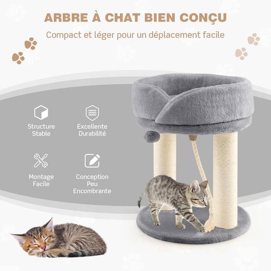 Arbre à Chat Tour d'arbre à Chat Cadre Griffoir 4 en 1 avec à Dessus Souple,Charge 10kg,Gris - Image 2