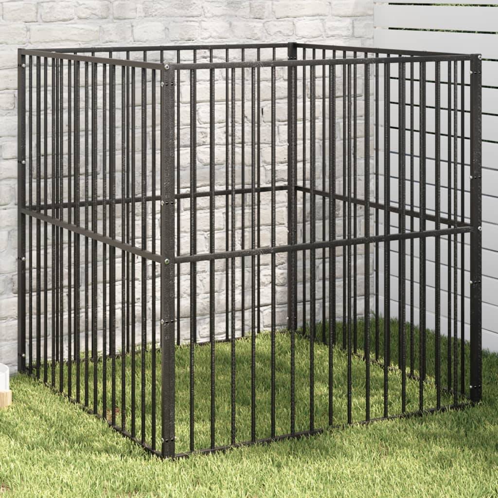 Vidaxl - Parc pour chien 4 panneaux noir acier galvanisé vidaXL 172209 - Image 1