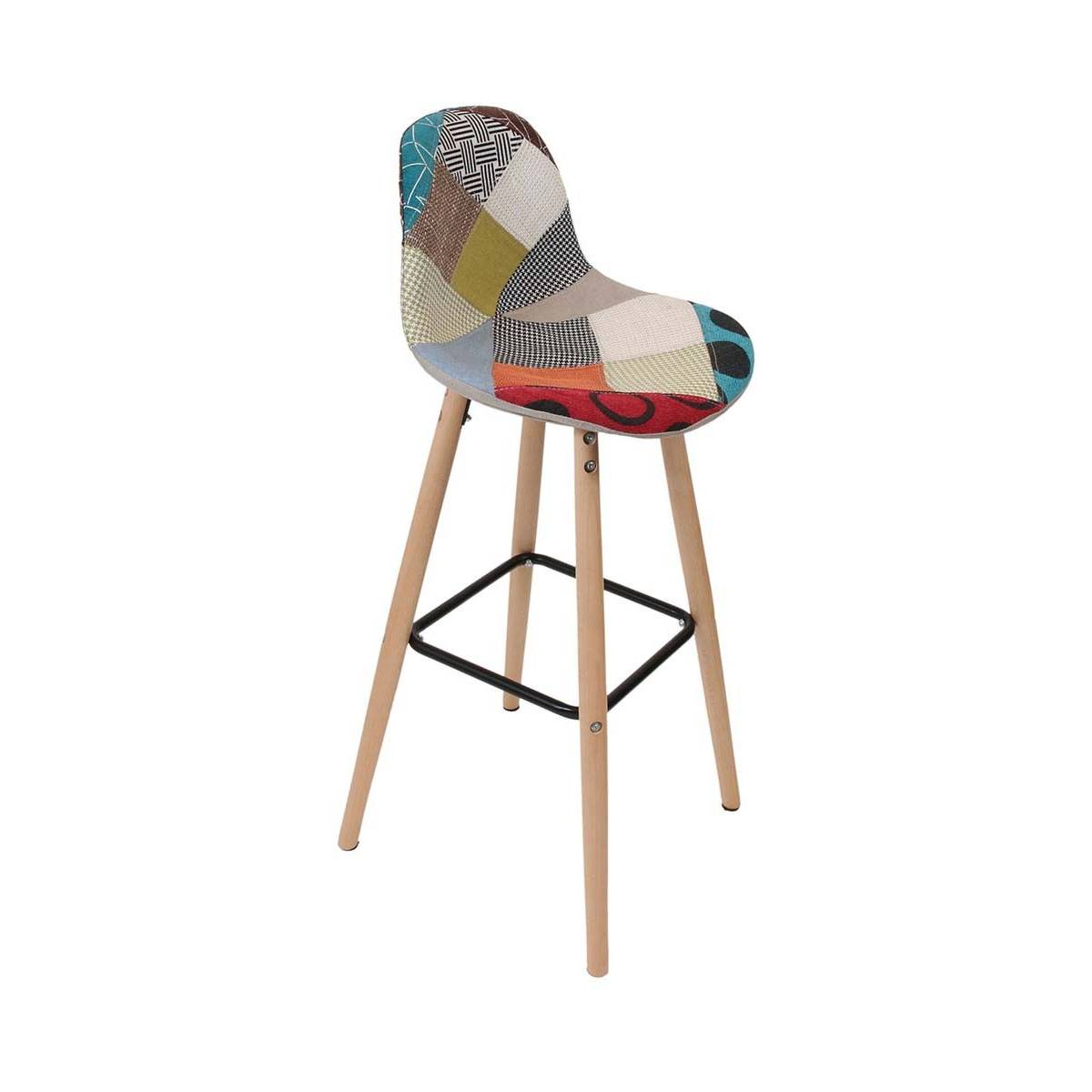 The Home Deco Factory - Tabouret de bar scandinave patchwork - Image 1
