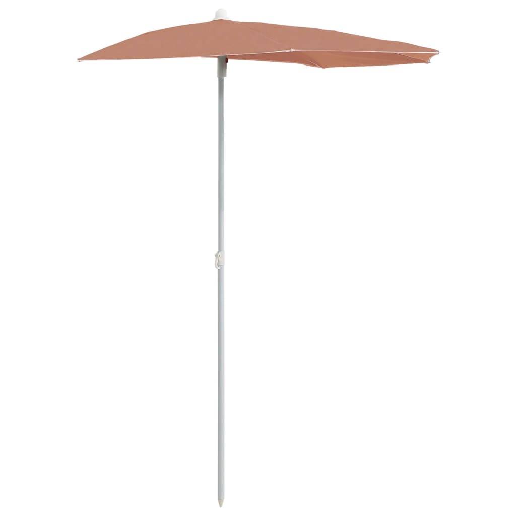 Maison Chic - Demi-parasol de jardin | Parasol d'extérieur avec mât 180x90 cm terre cuite Maison Chic - Image 1