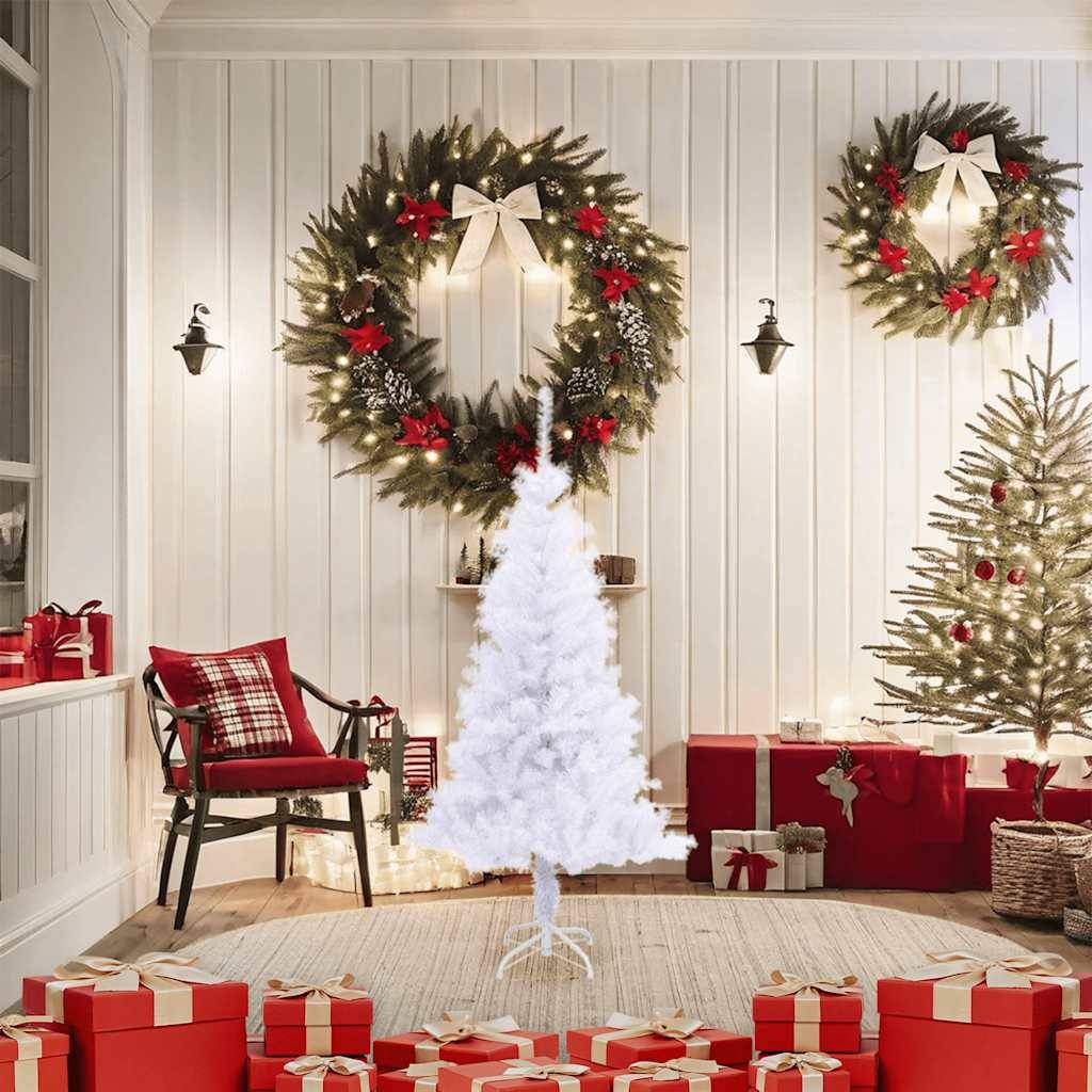 ComfortXL - Sapin de Noël artificiel effet neige PVC sur pied pour salon Blanc 120 cm – ComfortXL Outdoor Living - Image 2
