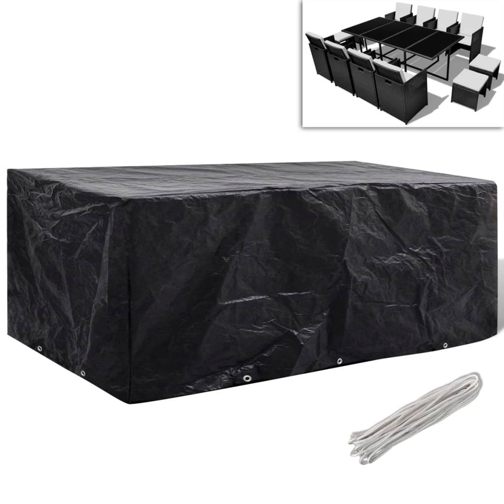 Housse Salon de Jardin 8 Personnes PE Anti-UV pour Grande Table Extérieur Noir 229x113x73 cm – ComfortXL Outdoor Living - Image 1