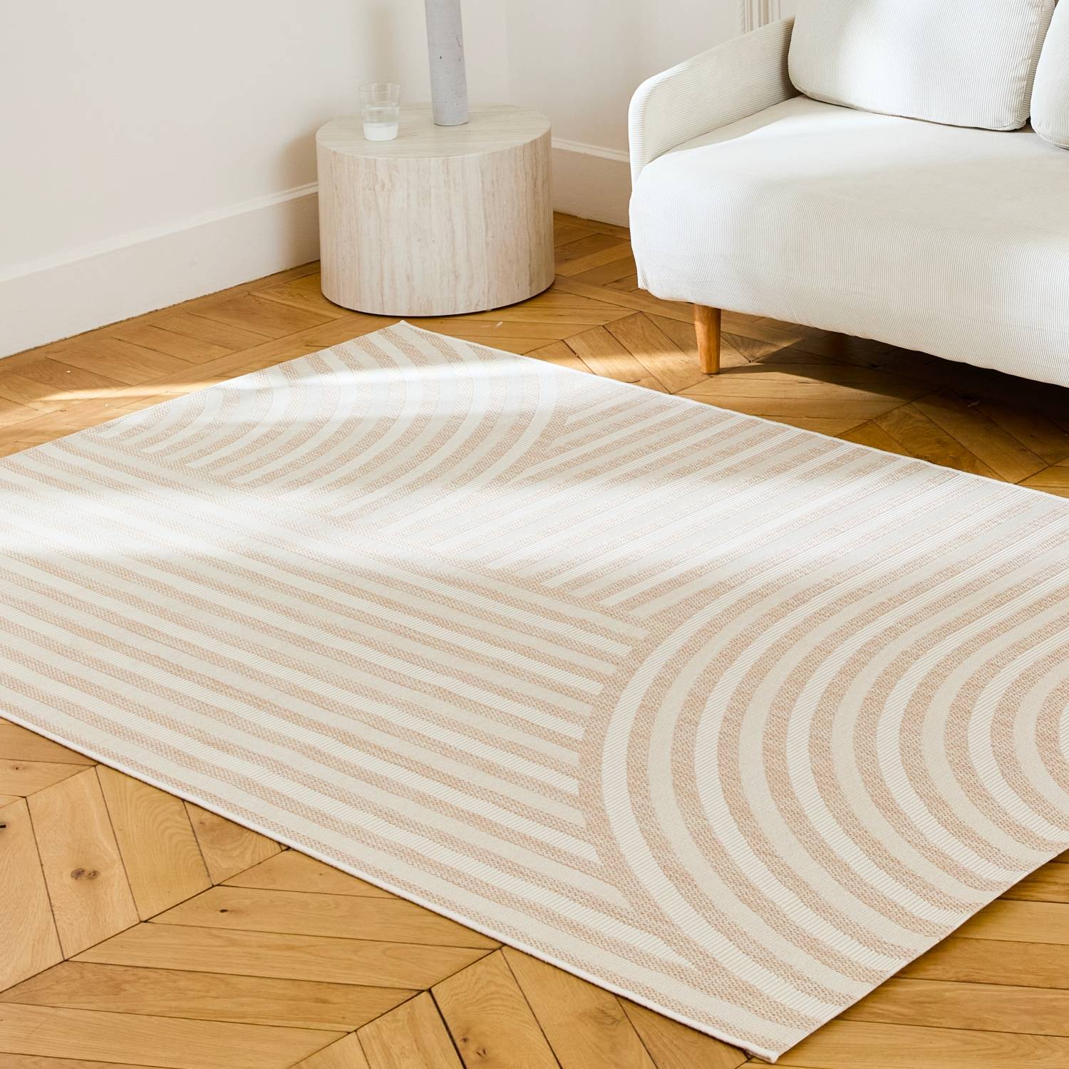 sweeek - Tapis intérieur/extérieur motif arches beige. 120 x 170cm 100% polyester recyclé  | sweeek - Image 1