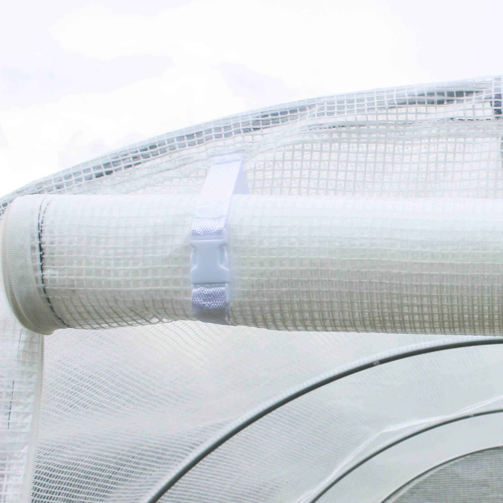 Outsunny - Bâche de rechange serre tunnel 6m² PE anti-UV imperméable 6 fenêtres porte enroulable zippée blanc - Outsunny - Image 9