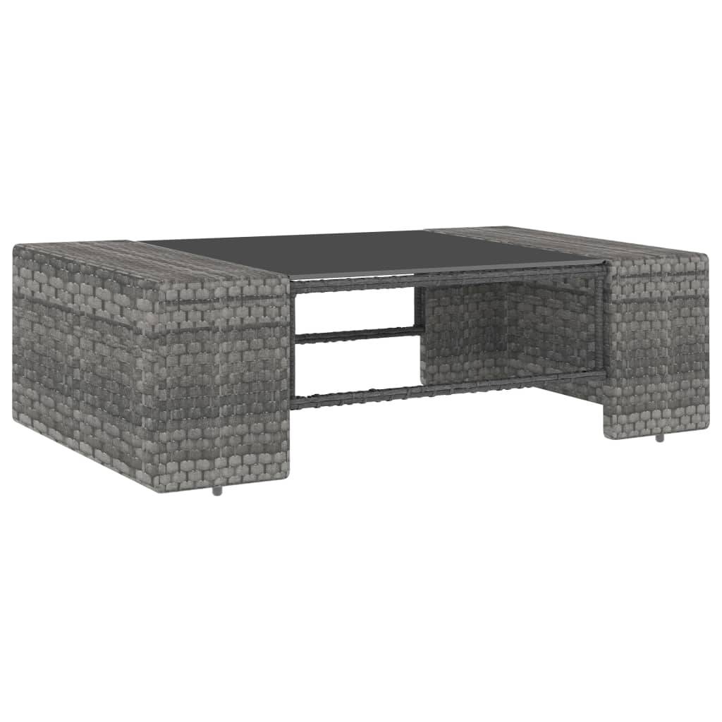 Helloshop26 - Salon de jardin meuble d'extérieur ensemble de mobilier 4 pièces résine tressée gris - Imagen 4