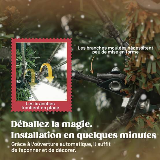 Sapin de Noël artificiel 180 cm, arbre de Noël réaliste avec 1660 pointes de branche articulée, support en métal, vert - Image 8
