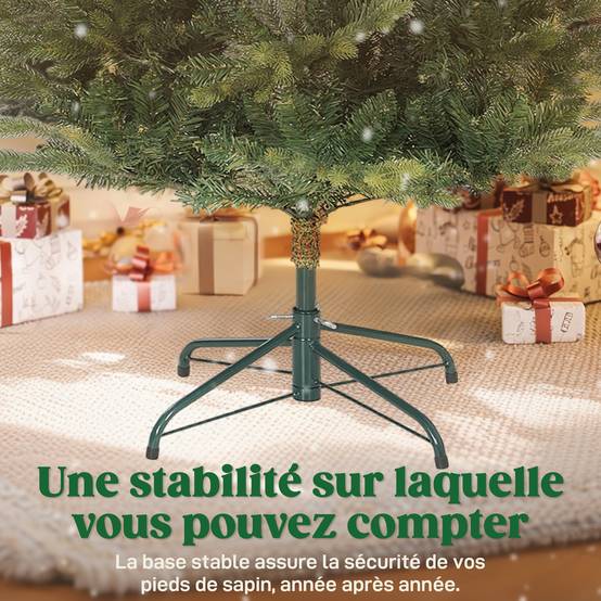 Sapin de Noël artificiel 180 cm, arbre de Noël réaliste avec 1660 pointes de branche articulée, support en métal, vert - Image 10