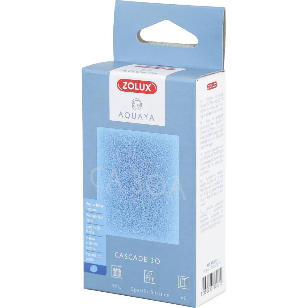 Zolux - Filtre pour pompe cascade 30, filtre CA 30 A mousse bleue medium x2. pour aquarium. - Image 2