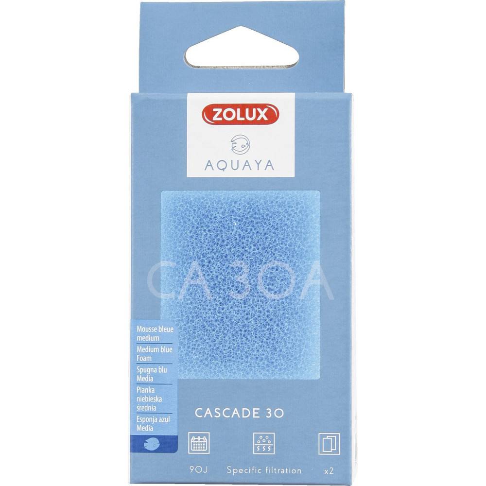 Zolux - Filtre pour pompe cascade 30, filtre CA 30 A mousse bleue medium x2. pour aquarium. - Image 1