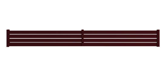 Portail Packit - Clôture alu 4 lames modèle ajouré en kit - 2 éléments dim. L4154 mm (poteaux compris) x H455 mm Rouge RAL 3004