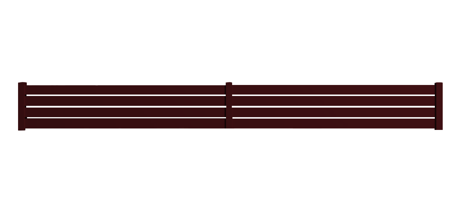 Portail Packit - Clôture alu 4 lames modèle ajouré en kit - 2 éléments dim. L4154 mm (poteaux compris) x H455 mm  Rouge RAL 3004
