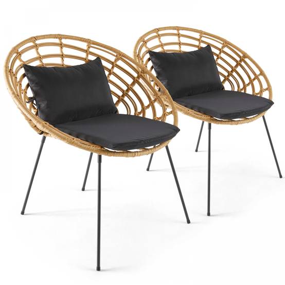 Oviala - Lot de 2 fauteuils de jardin rond en résine tressée Antalya - Oviala - Image 1