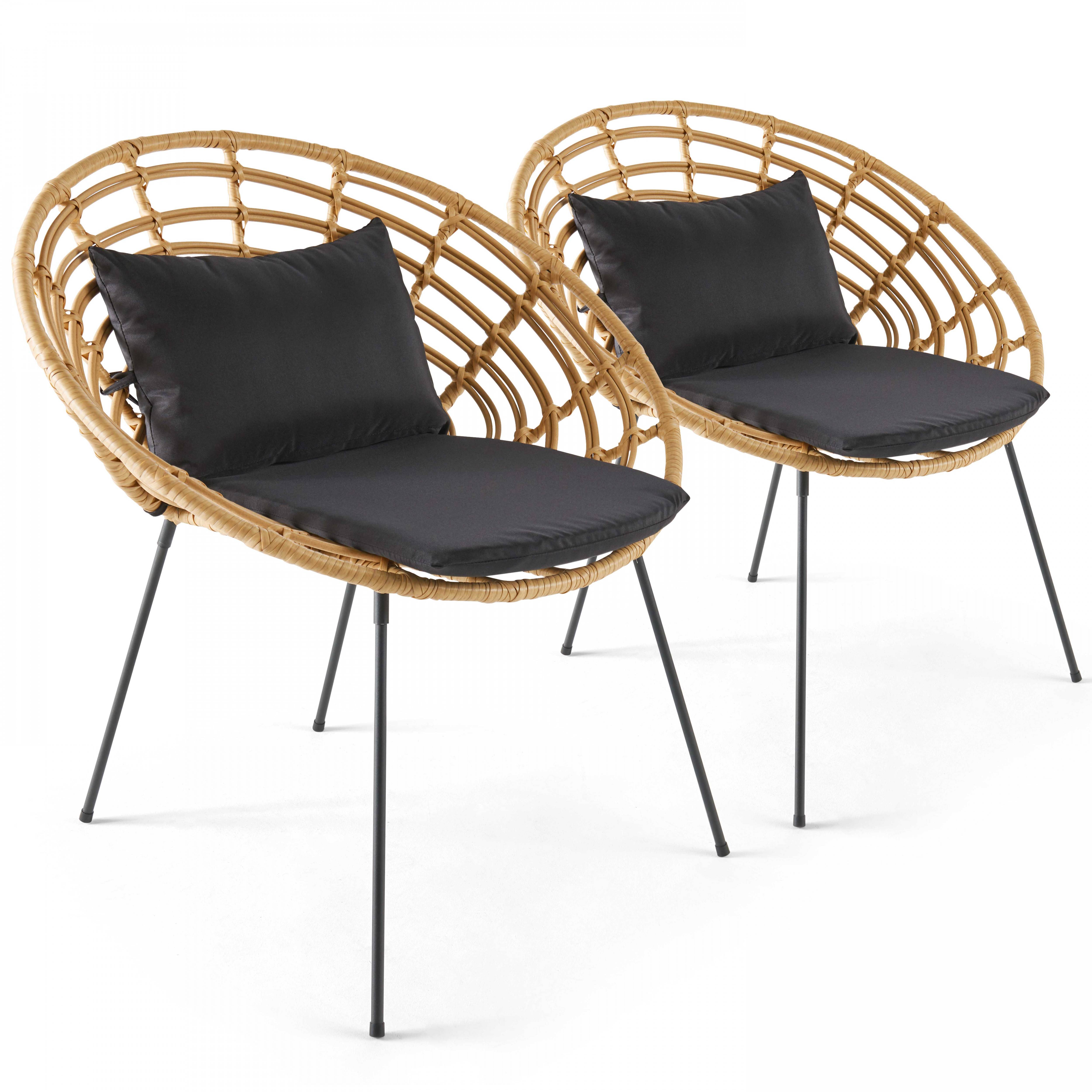 Oviala - Lot de 2 fauteuils de jardin rond en résine tressée Antalya - Oviala - Image 1