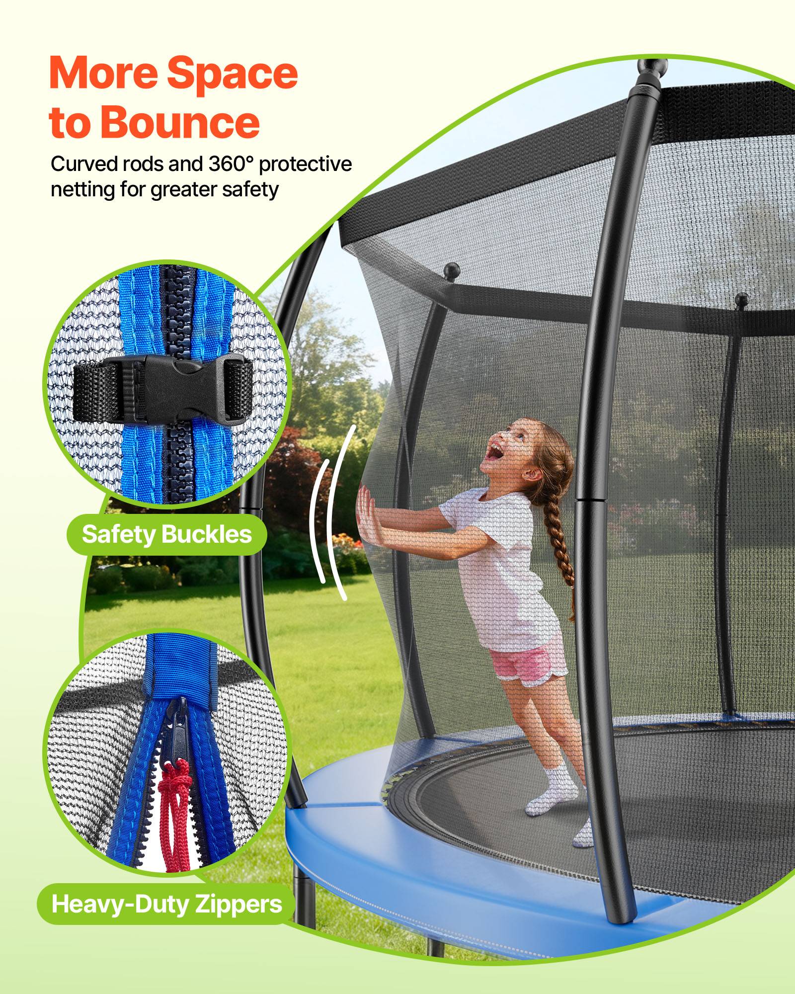 Vevor - VEVOR Trampoline extérieur 305x305 cm, filet de sécurité 360°, coussin épais antirouille, certificat ASTM, capacité 150 kg - Image 3