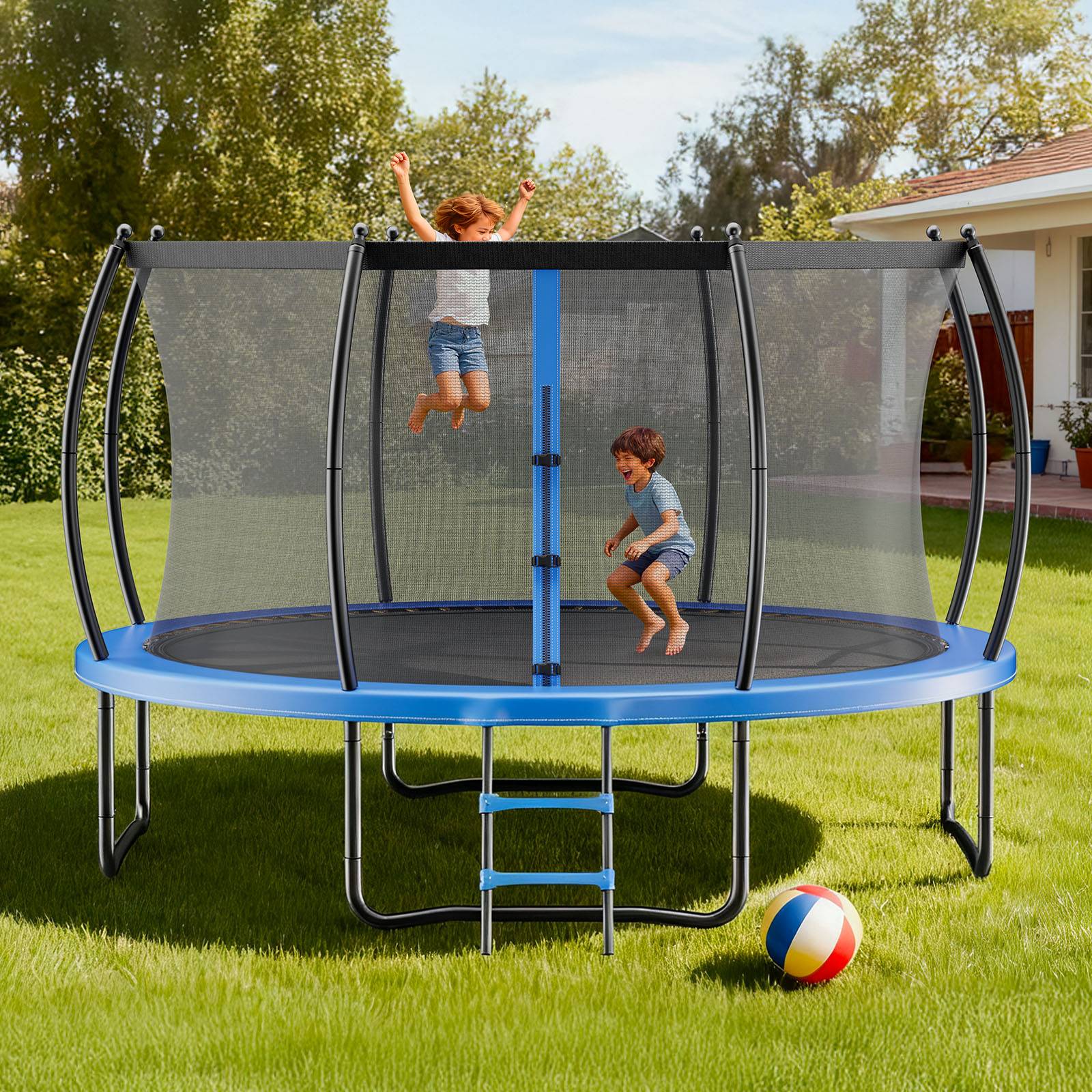 Vevor - VEVOR Trampoline extérieur 305x305 cm, filet de sécurité 360°, coussin épais antirouille, certificat ASTM, capacité 150 kg - Image 8