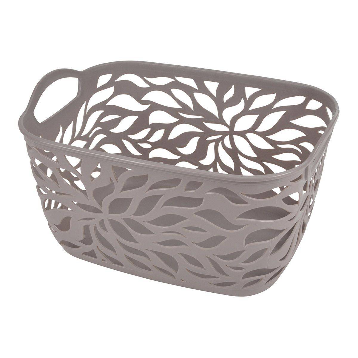 Panière à Linge "Motif Végétal" 14L Taupe