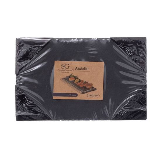 Lot de 6 assiettes en ardoise - Gris - L 22 x l 14 cm - Image 2