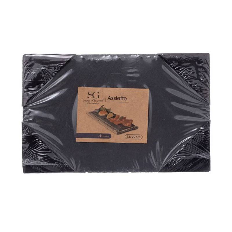Lot de 6 assiettes en ardoise - Gris - L 22 x l 14 cm - Image 2
