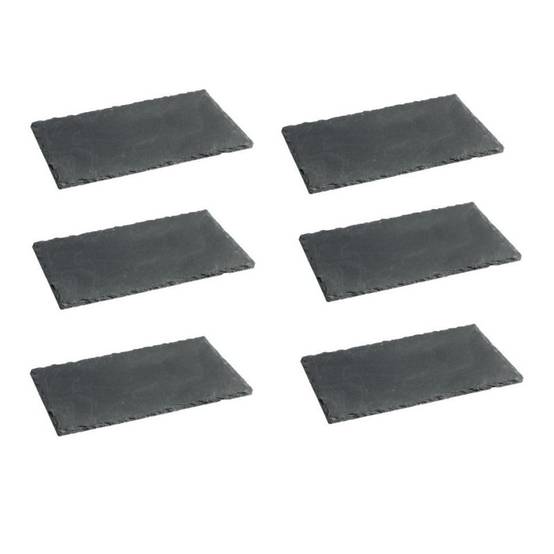 Lot de 6 assiettes en ardoise - Gris - L 22 x l 14 cm - Image 1