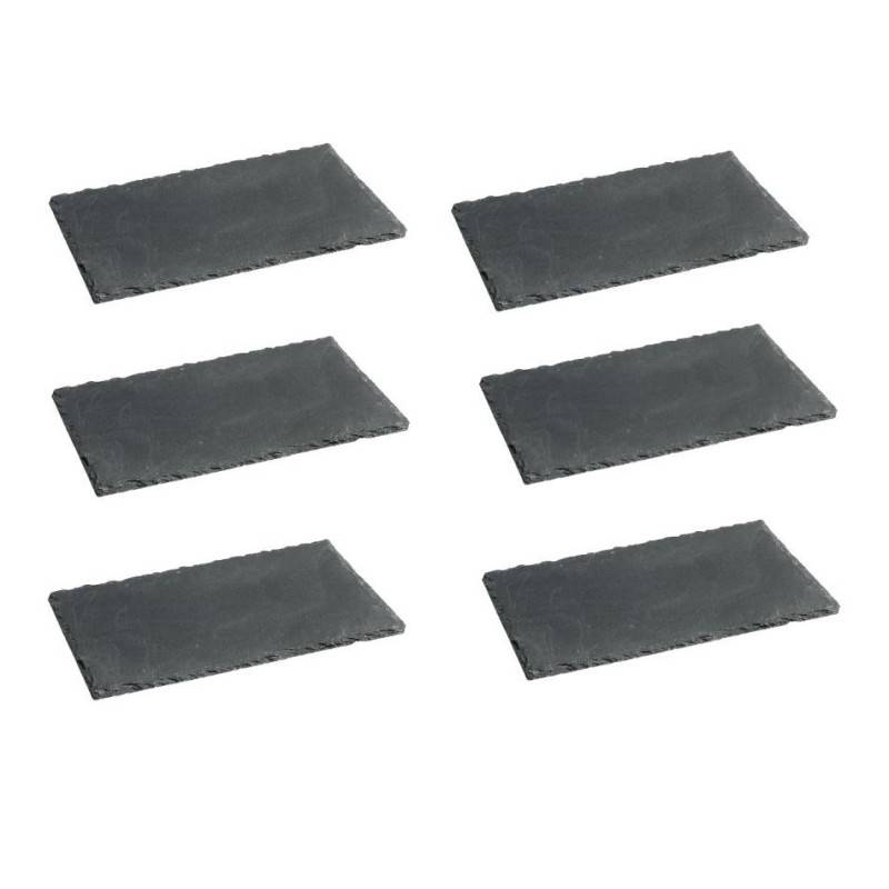 Lot de 6 assiettes en ardoise - Gris - L 22 x l 14 cm - Image 1