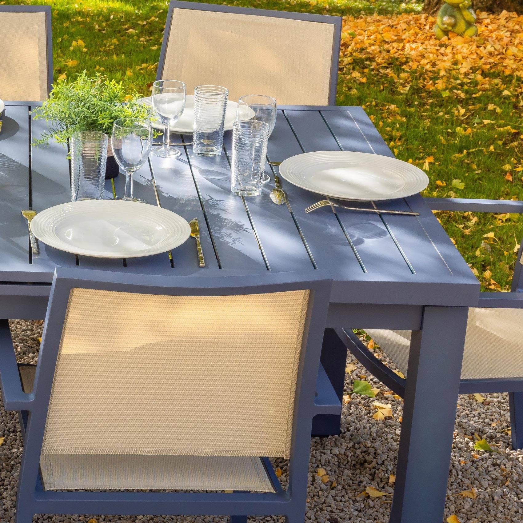 Table de jardin extensible 8/10 personnes - JARDILINE - Aluminium - Gris anthracite - Image 2