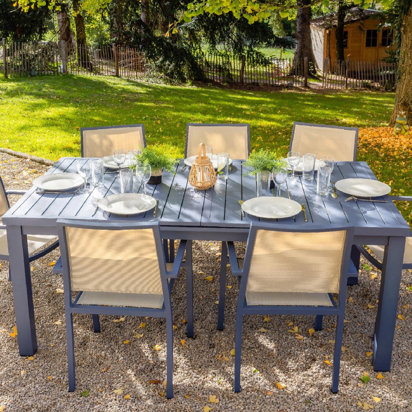 Table de jardin extensible 8/10 personnes - JARDILINE - Aluminium - Gris anthracite