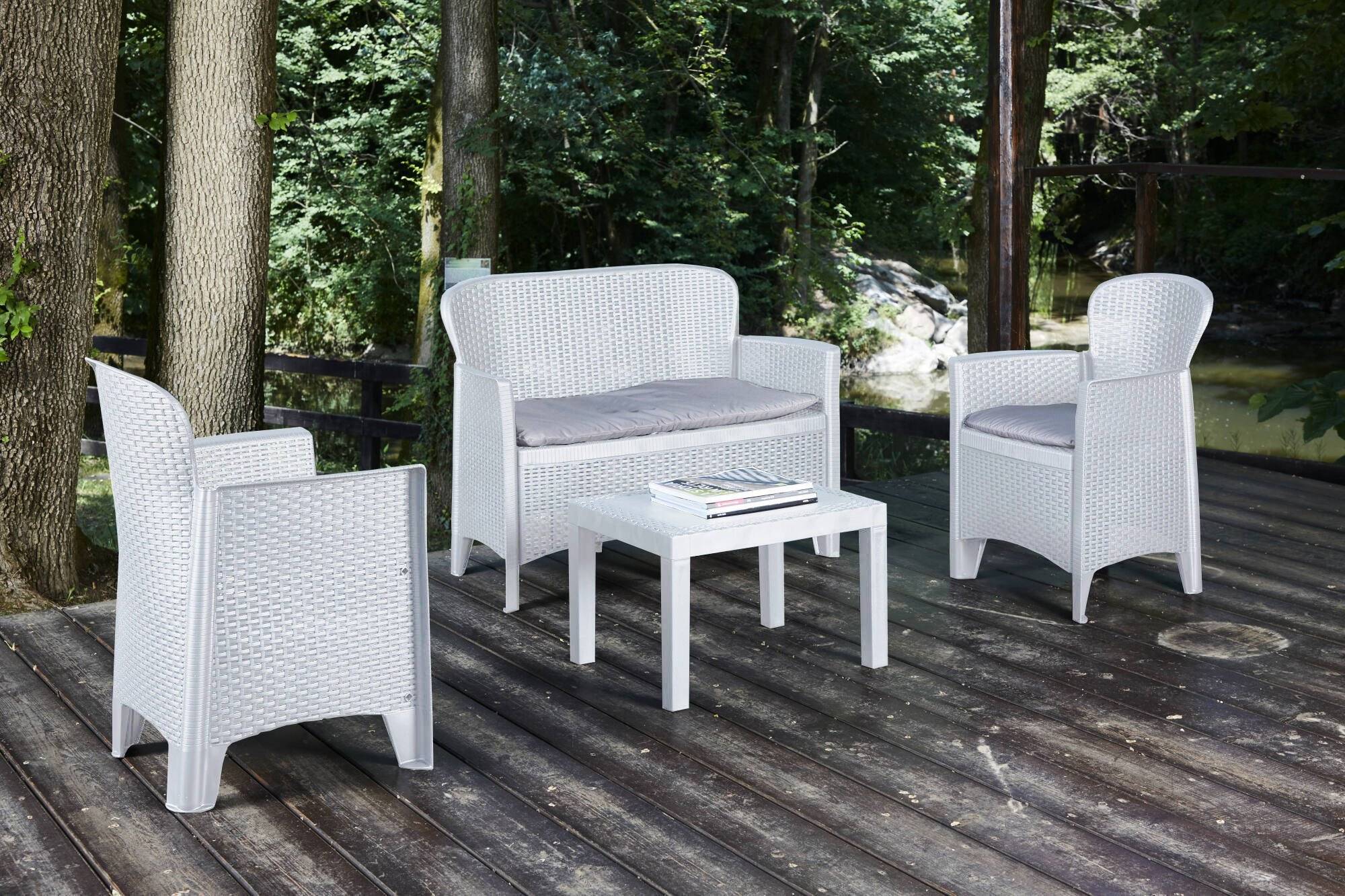 Dmora - Dmora Ensemble Salon de Jardin, 4 Places, Table, Imperméable, Fabriqué en Italie - Imagen 5