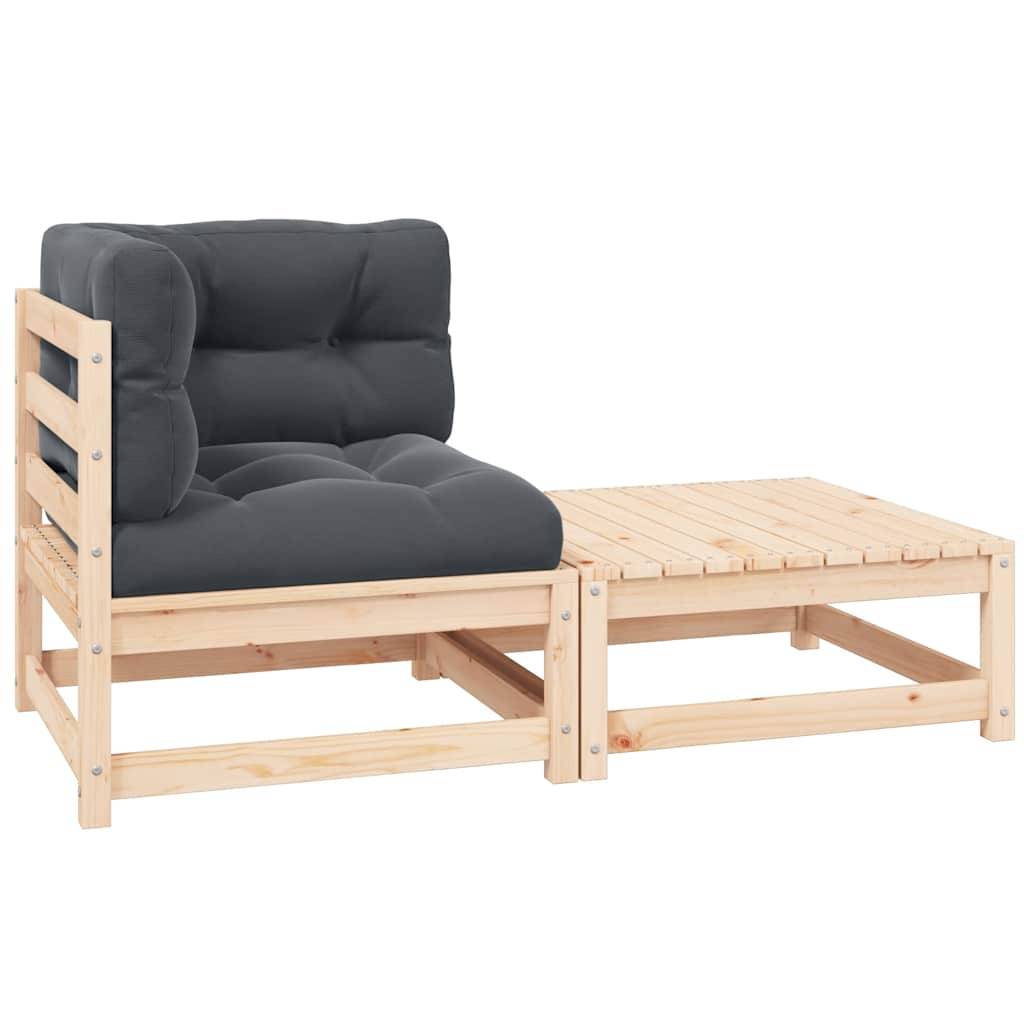 ComfortXL - Petit Salon de Jardin d'Angle Bois Pin Naturel 2 pcs avec Coussins pour Balcon Anthracite – ComfortXL Outdoor Living - Image 1