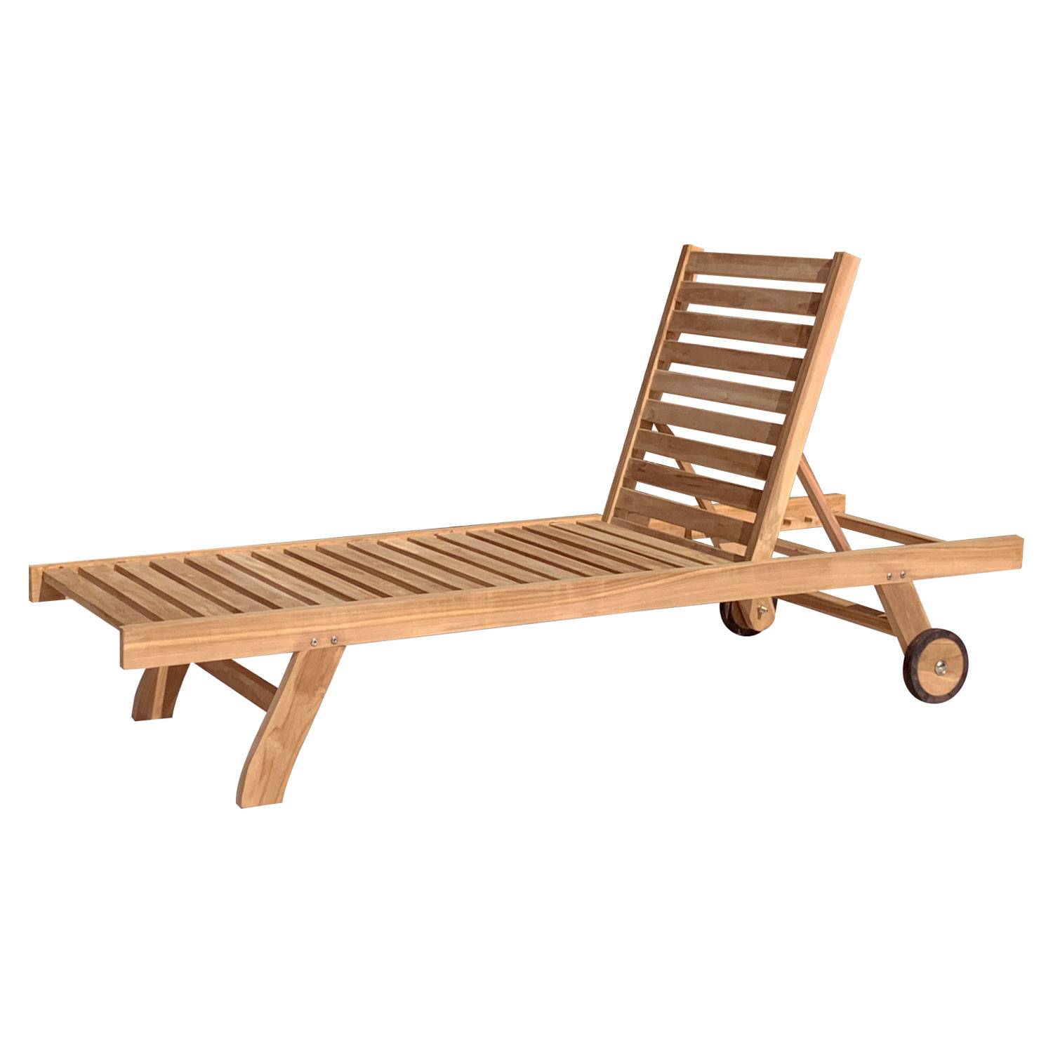 Ensemble bain de soleil droit en teck avec table d'appoint JAVA - HAPPY GARDEN - Imagen 6
