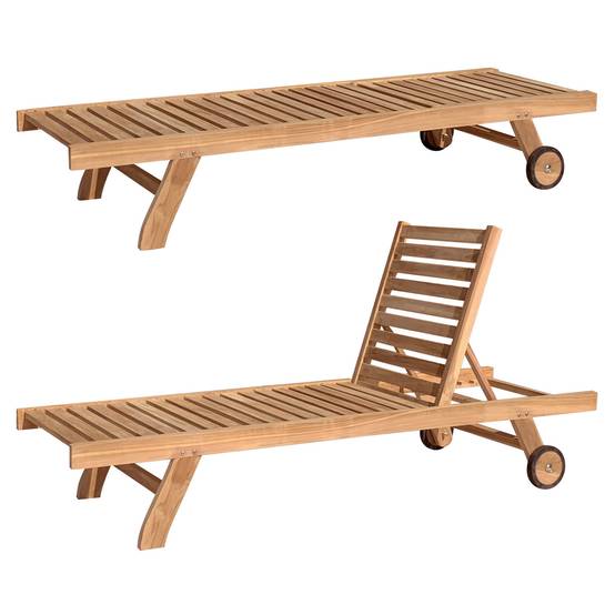 Ensemble bain de soleil droit en teck avec table d'appoint JAVA - HAPPY GARDEN - Imagen 2