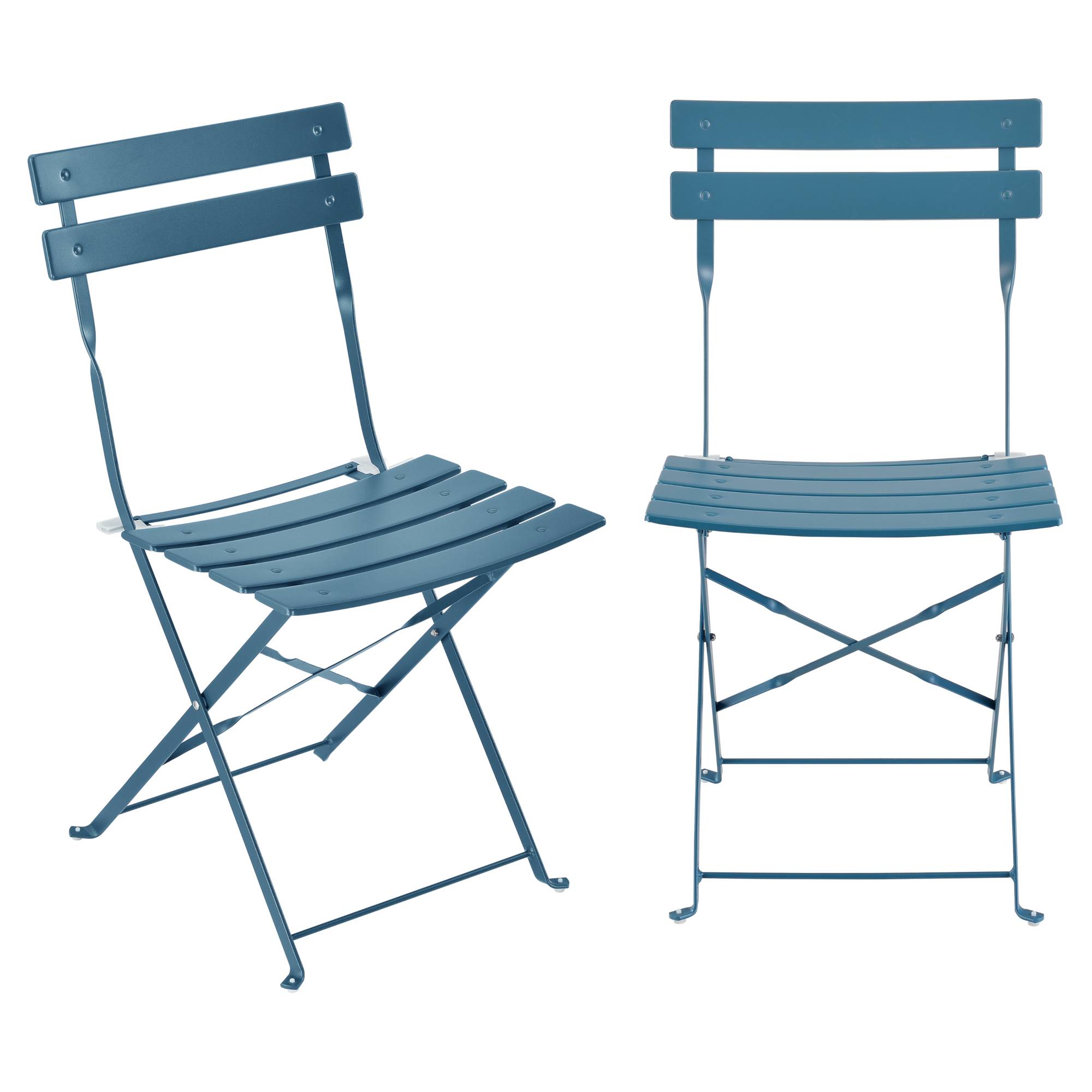 Set De Bistrot Moderne Meubles De Jardin Pliables Design Table Ronde 2 Chaises Pour Terrasse Balcon Acier Turquoise [en.casa] - Imagen 4