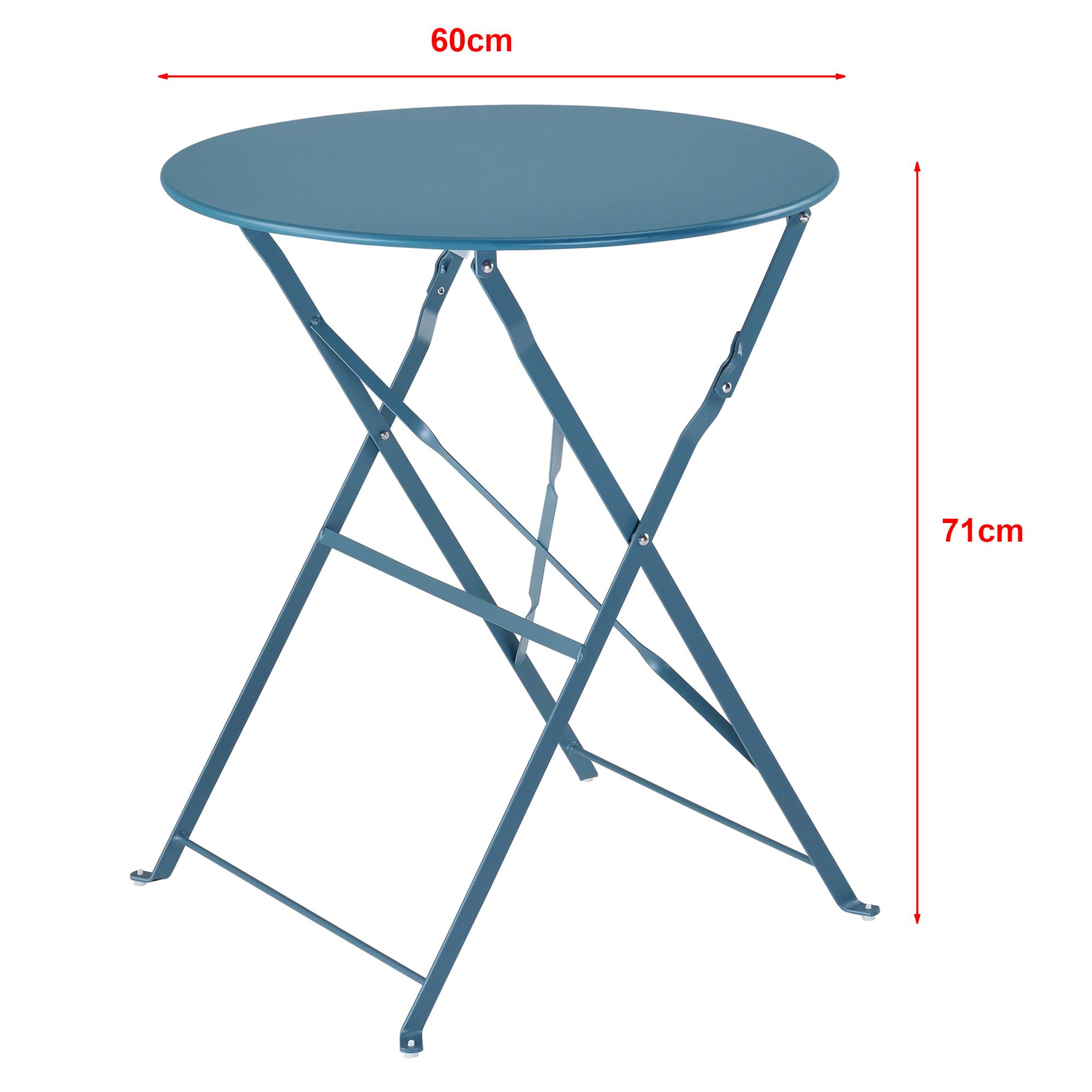 Set De Bistrot Moderne Meubles De Jardin Pliables Design Table Ronde 2 Chaises Pour Terrasse Balcon Acier Turquoise [en.casa] - Imagen 2